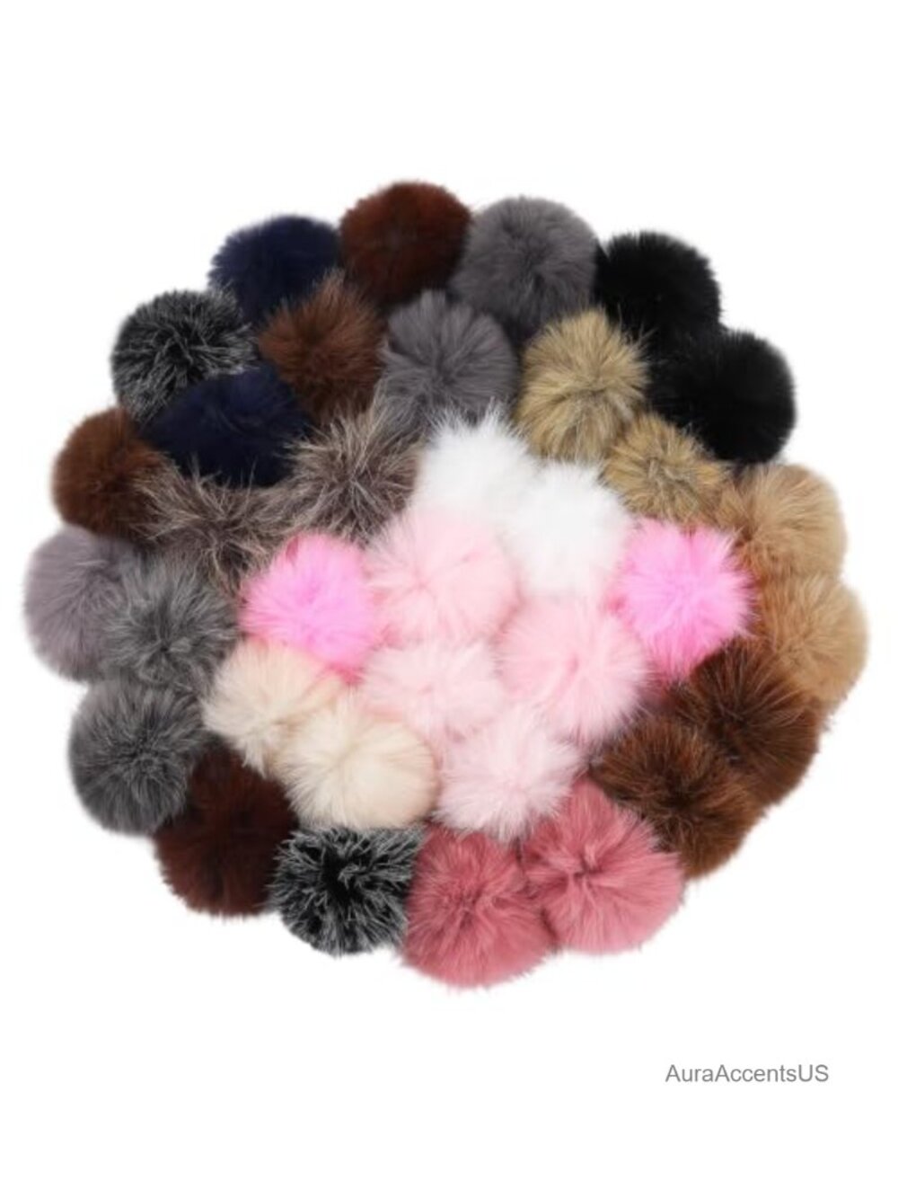 Faux Fur Pom Poms 4.5" for Hats Knitting Crochet Craft Supplies 36 Pcs